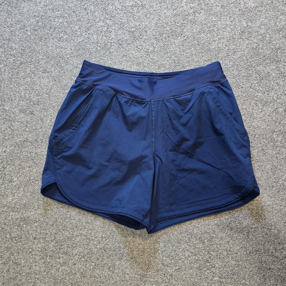 Lands End Shorts Womens Size 12 Navy Blue Nylon 3 Inch Stretch Capsule Casual
